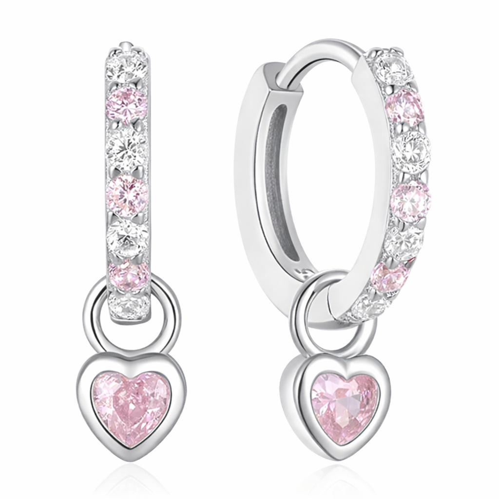 The Silver Sparkling Pink Candy Heart Huggies
