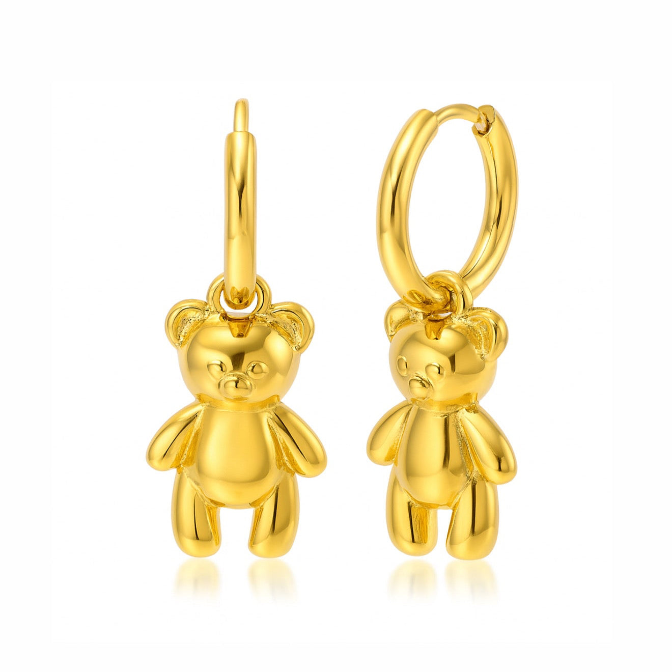 The Golden Chunky Childhood Teddy Bear Huggies Earrings