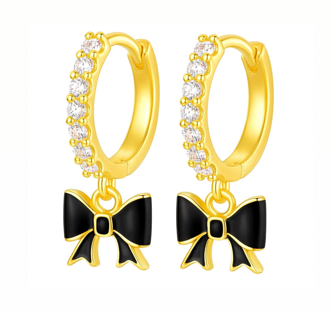 The Gold Sparkling Midnight Black Bow  Huggies