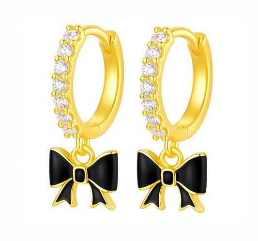 The Gold Colette Black Noir Ribbon Hoops