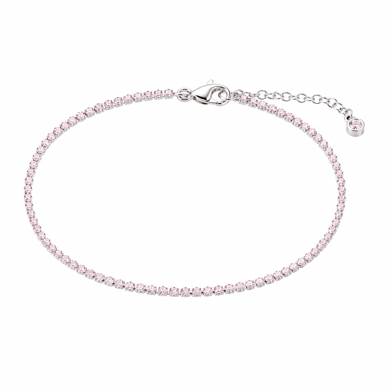The Silver Sparkling Dainty Baby Pink Tennis Bracelet