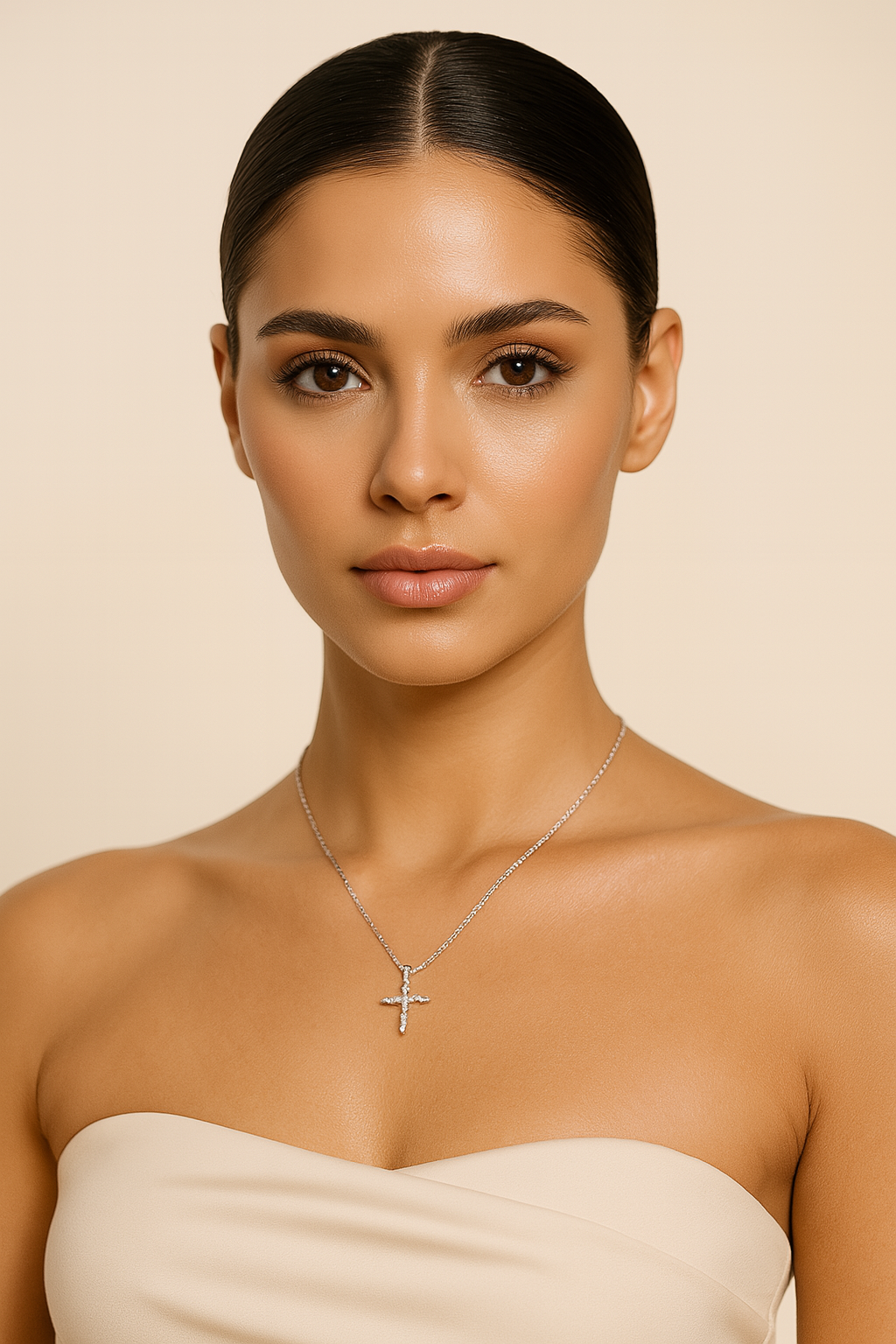 The Silver Glitter Cross Necklace