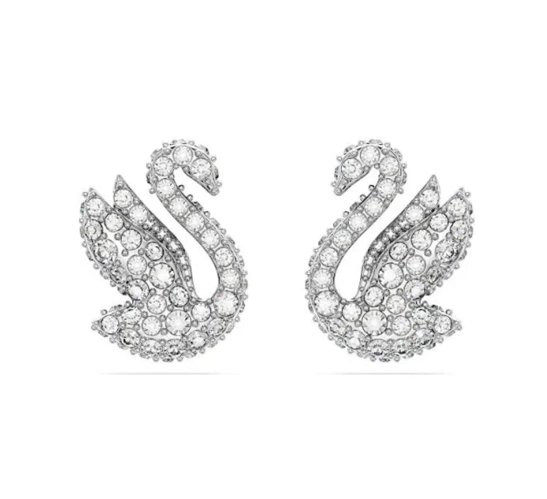 The Silver Sparkling Winter Swan Stud Earrings