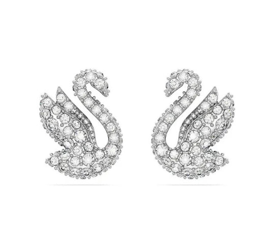 The Silver Sparkling Winter Swan Stud Earrings
