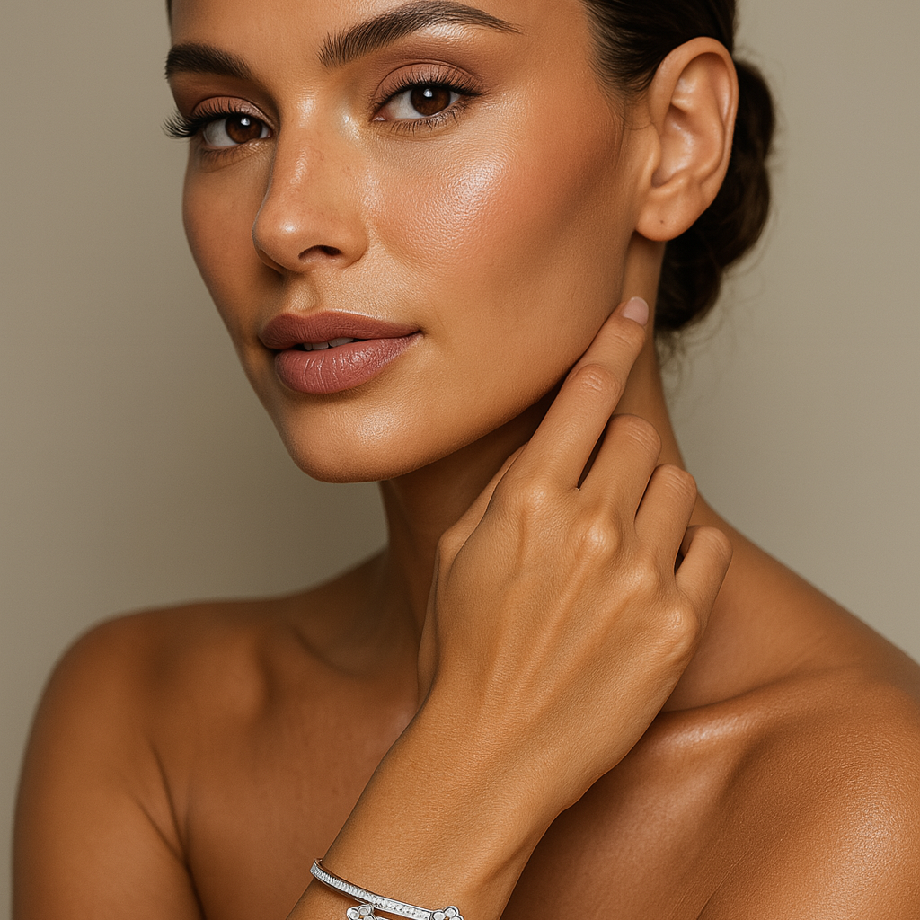 The Silver Luxury Interlinked Flower Bangle