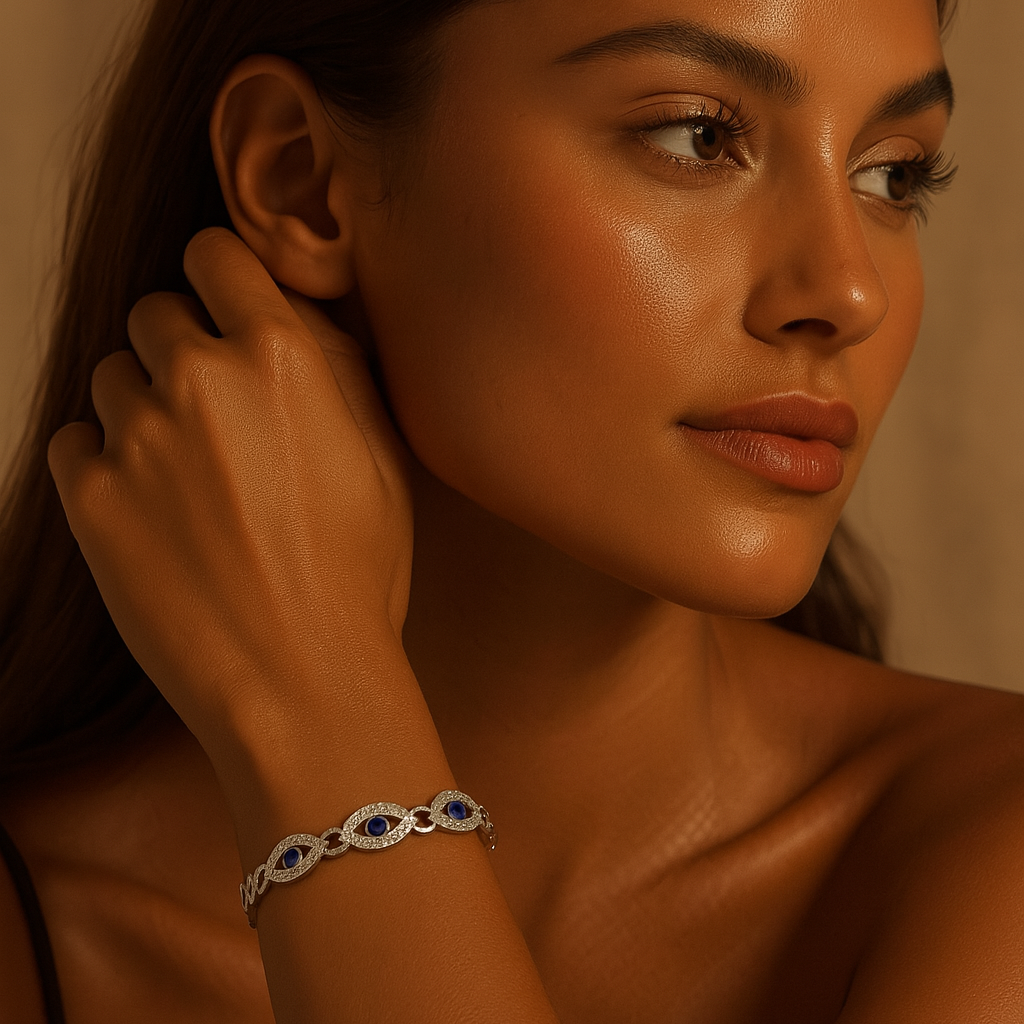 The Silver Evil Eye Of Protection Bangle