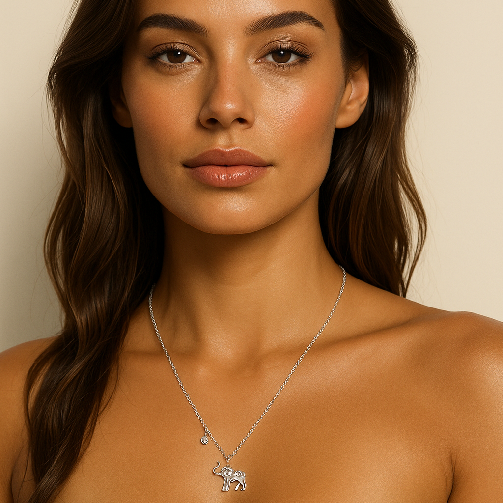 The Silver Luxurious African Elephant Gemstone Necklace