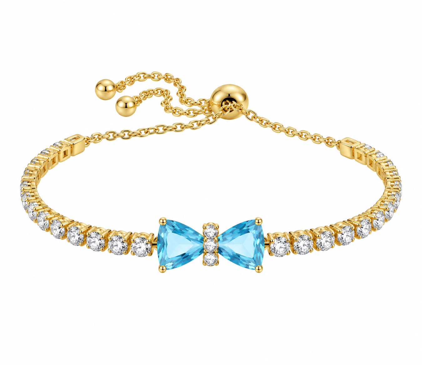 The Gold Icy Blue Bow Grace Tennis Bracelet