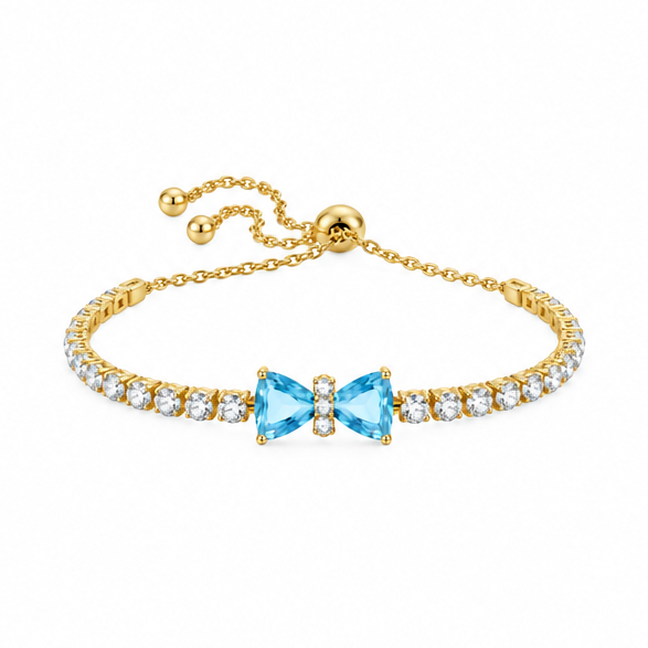 The Gold Icy Blue Bow Grace Tennis Bracelet