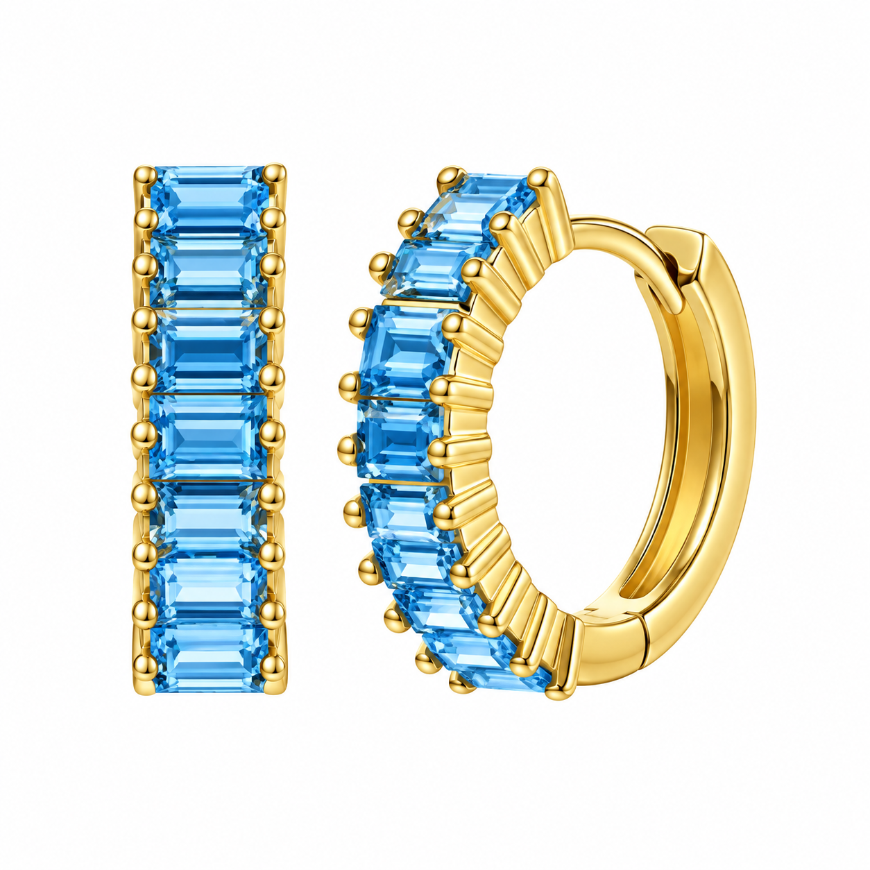 The Gold Icy Blue Crystal Blue Hoops