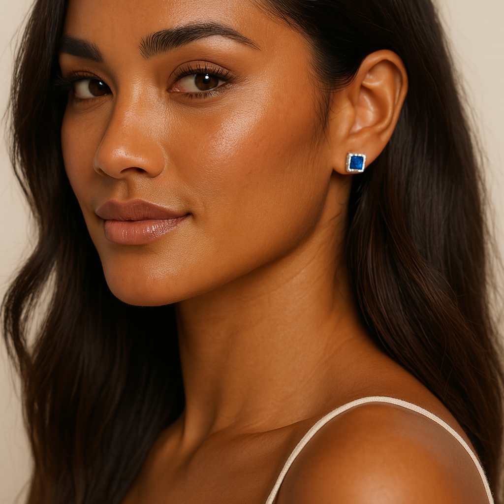 The Royal Blue Luxury Diamanté Pendant Stud Earrings