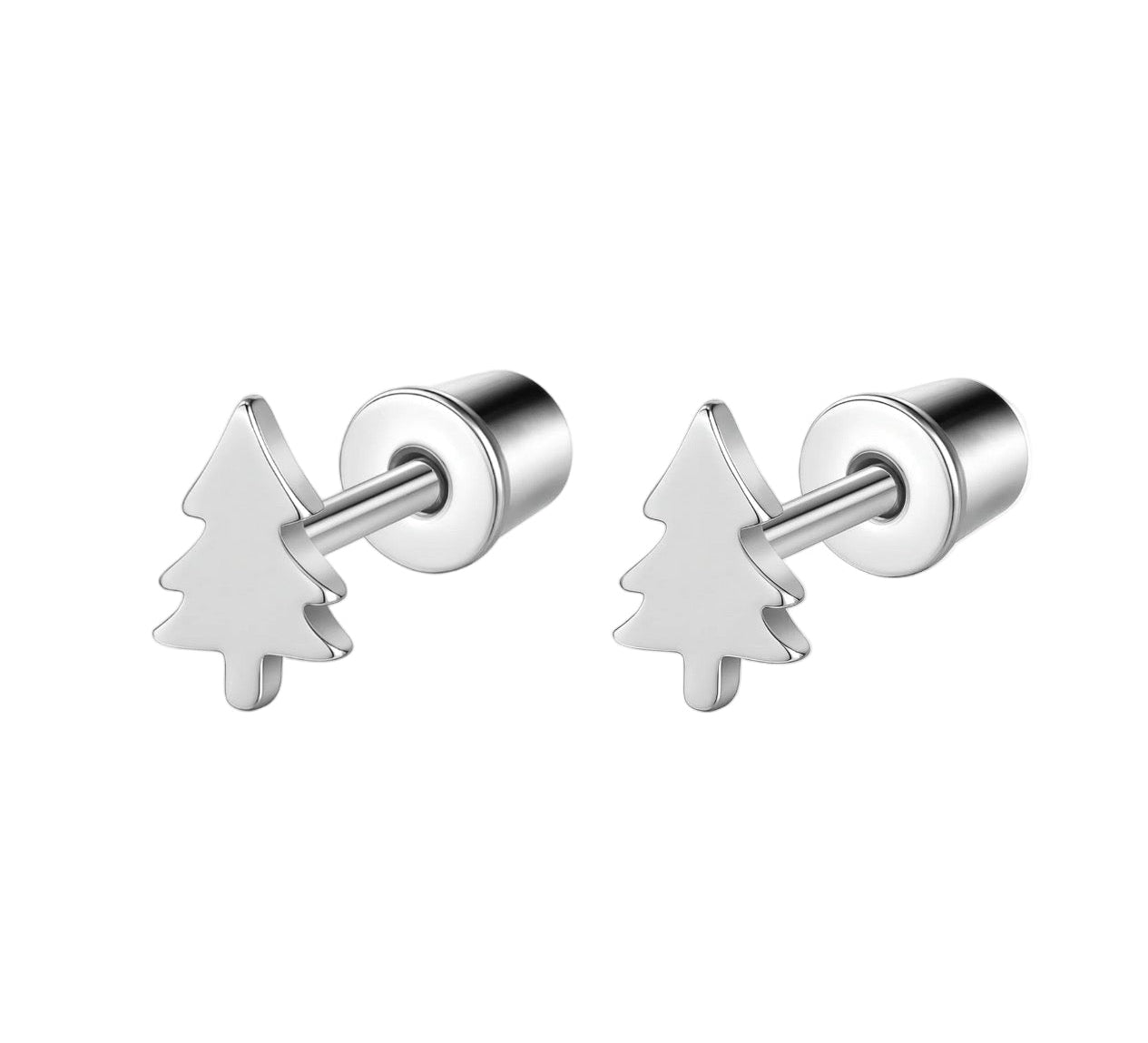 The Silver Frosted Christmas Tree Flat Back Studs