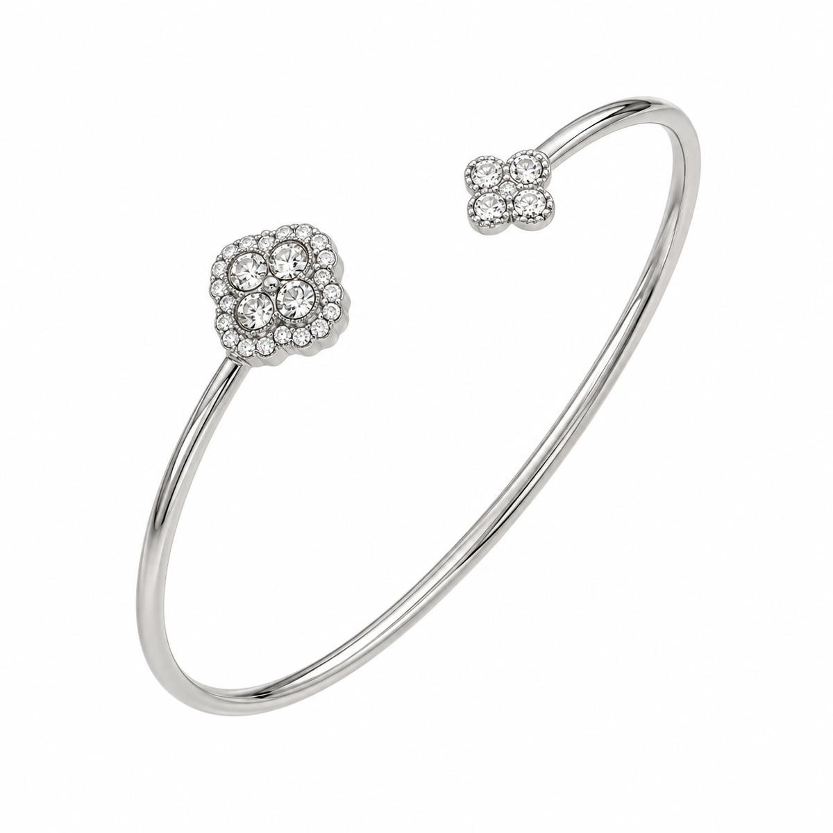 The Silver Sparkling Clover Duo Bangle