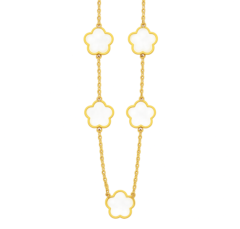 The Gold Snow White Mini Clover Flower Necklace