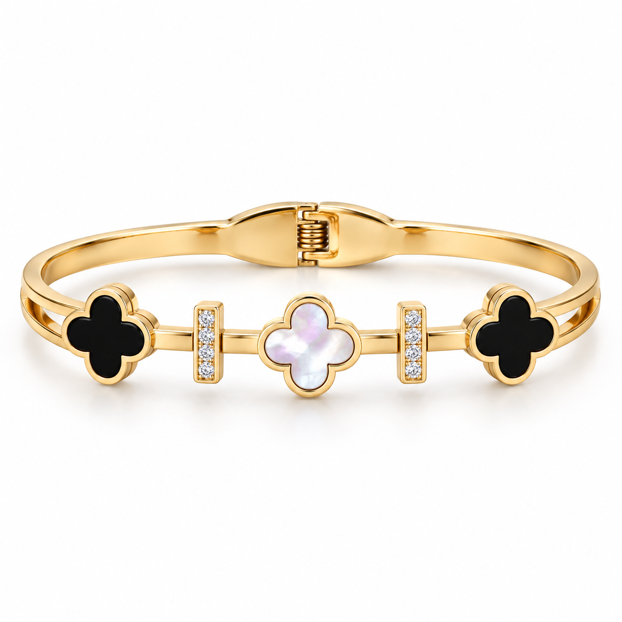 The Gold Nocturne De Nacre Clover Bangle