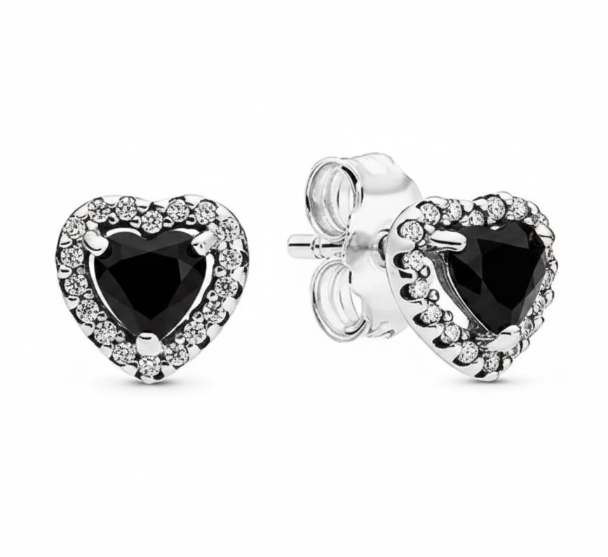 The Deep Black Celestial Heart Studs