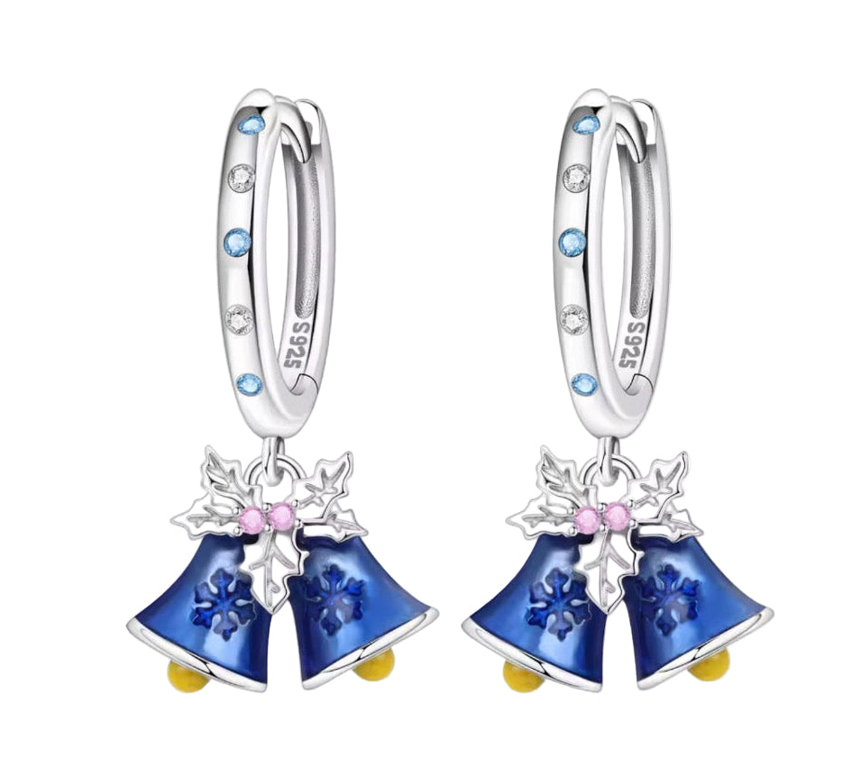 The Silver Frosted Blue Jingle Bell Earrings