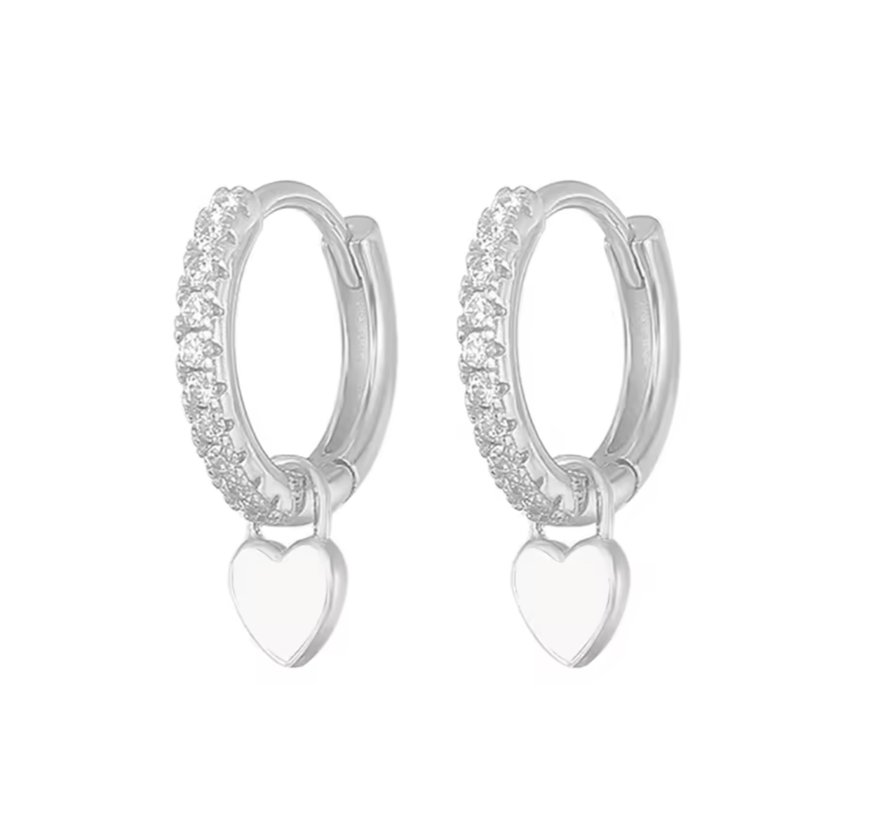 The Silver New York Tif Heart Huggies