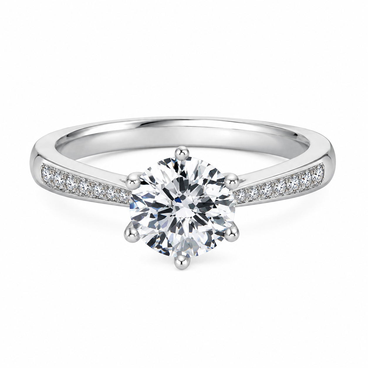 The Silver Sparkling Solitaire Crown Gemstone Adjustable Ring