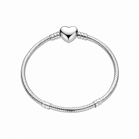 Silver Heart Clasp Charm Bracelet