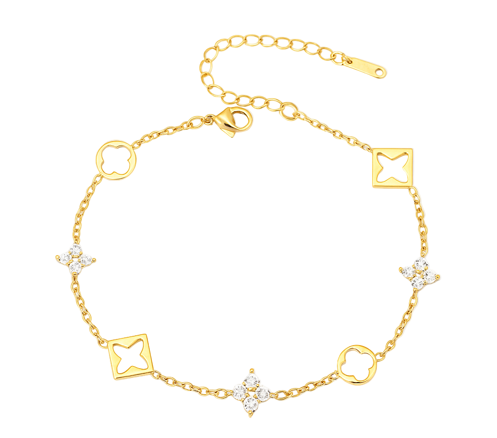 The Gold Dainty Adriana Prestinè Clover Flower Bracelet
