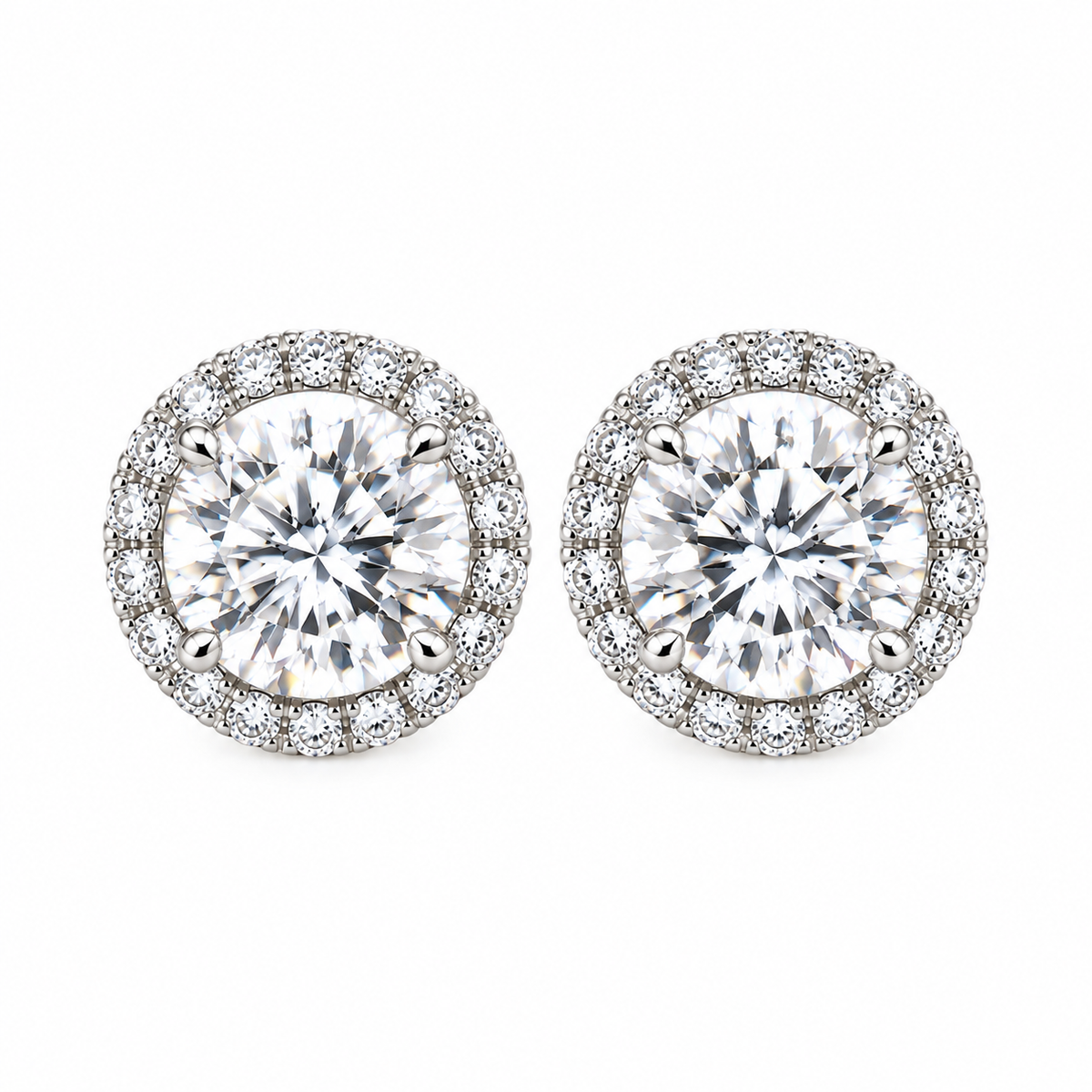 The Silver Sparkling Halo Harmony Studs