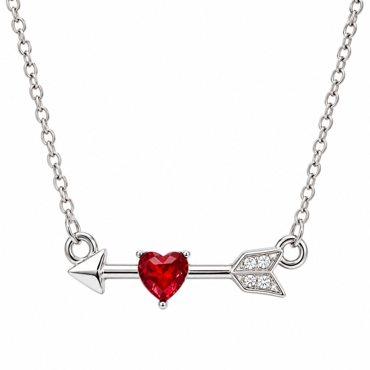 The Silver Cupid’s Arrow To The Heart Necklace