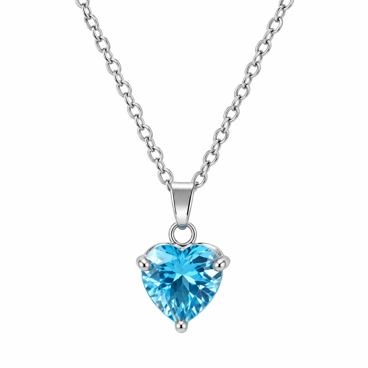 The Silver Mini Blue Charlotte Heart Necklace