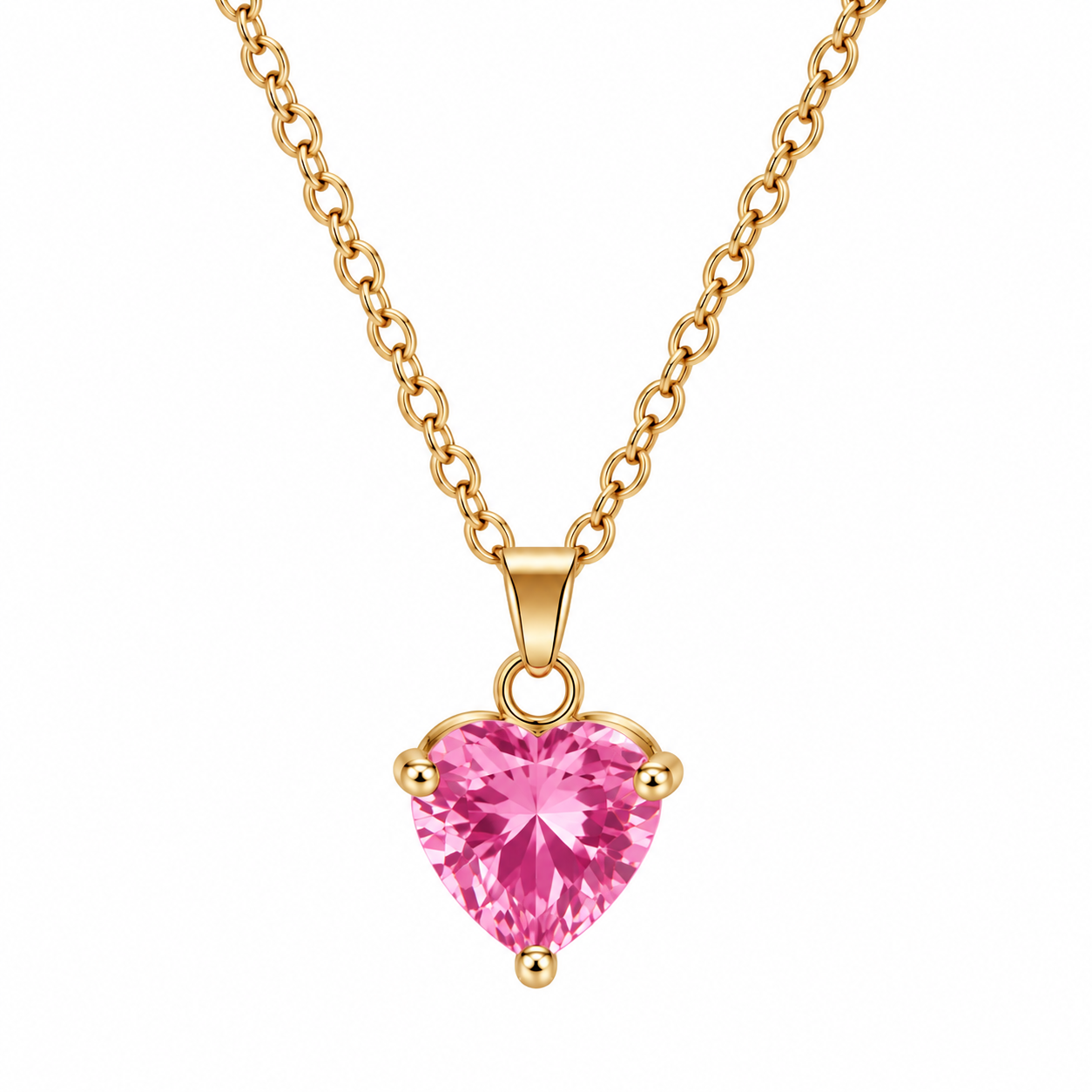 The Gold Mini Pink Charlotte Heart Necklace