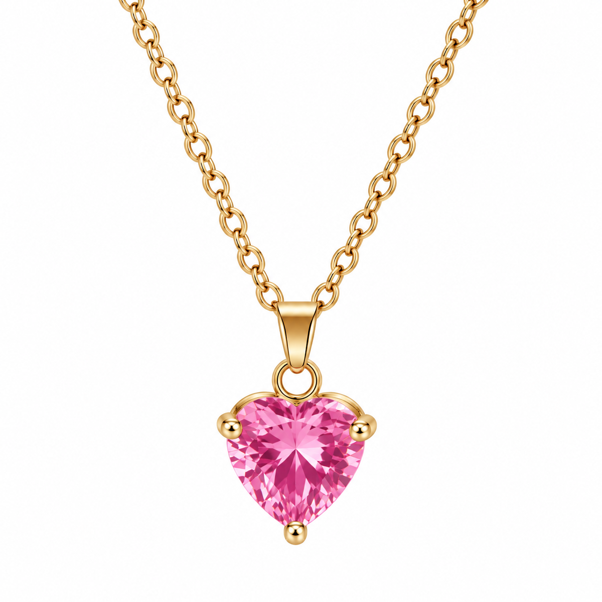 The Gold Mini Pink Charlotte Heart Necklace