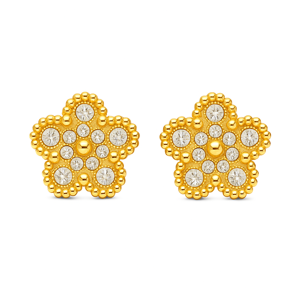The Gold Sparkling Clover Stud Earrings