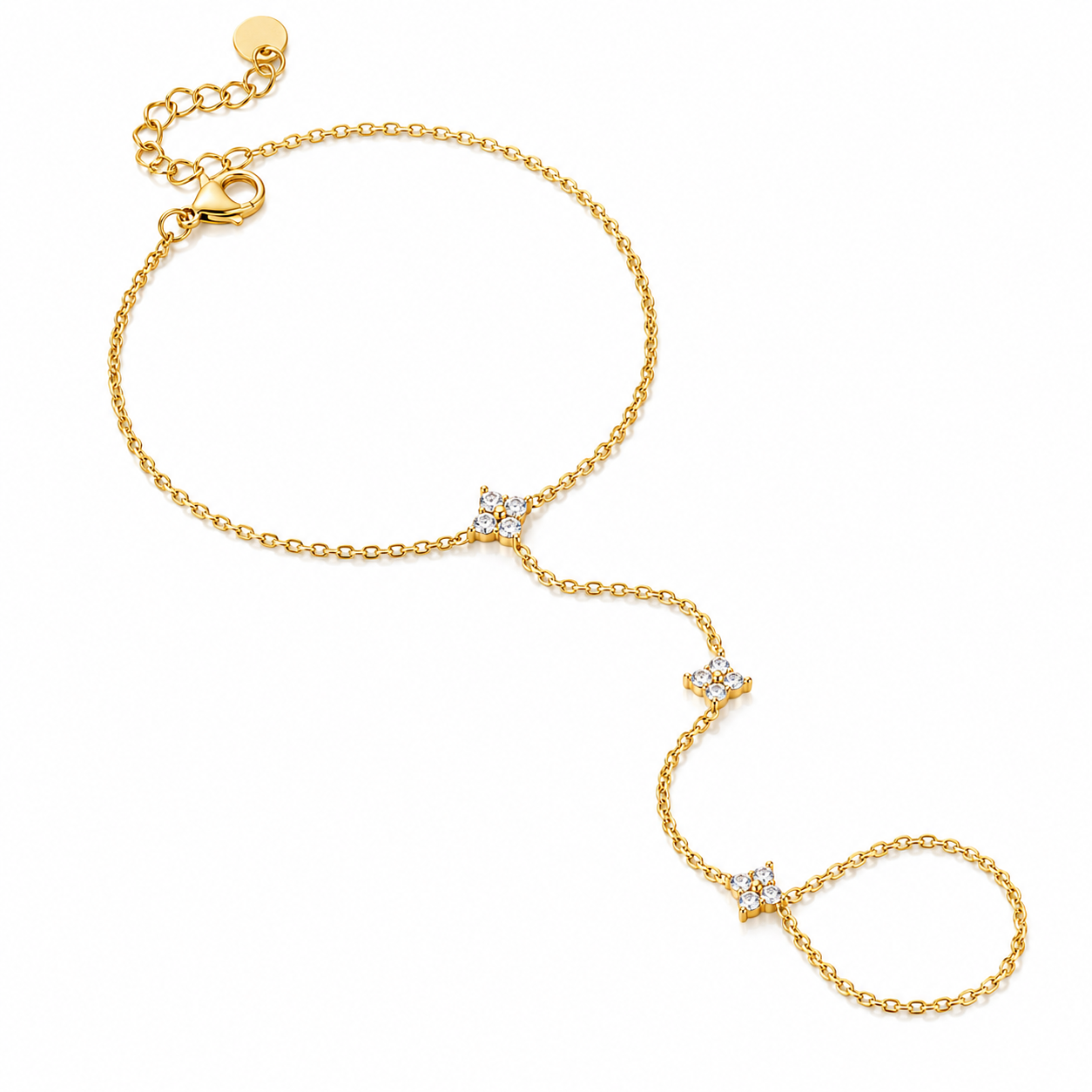 The Gold Dainty Luna Flower Hand Chain