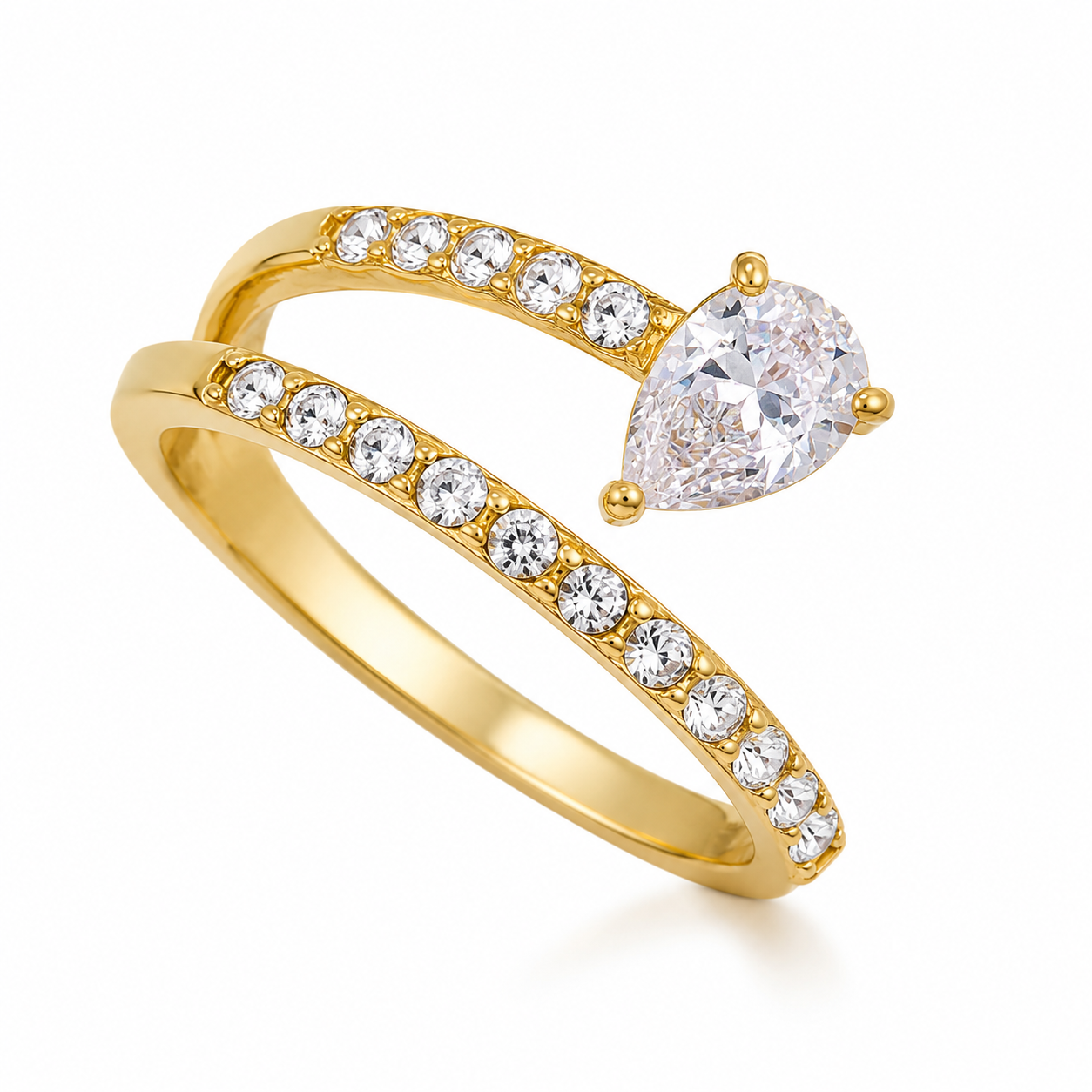 The Gold Sparkling Ocean Water Droplet Ring