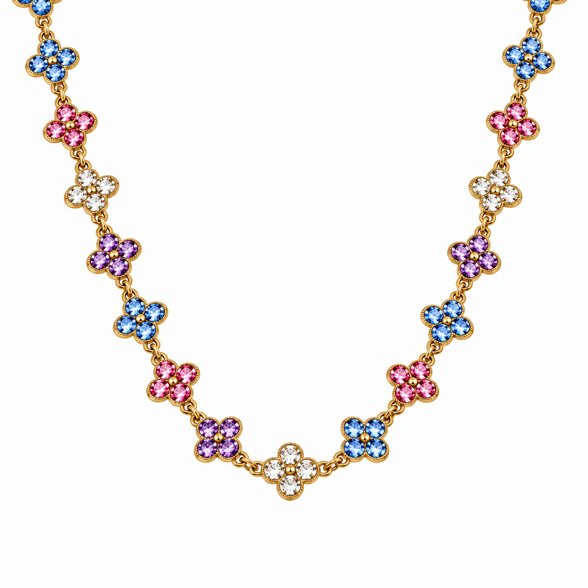 The Veva Sparkling Gemstone Petals Sahara Necklace