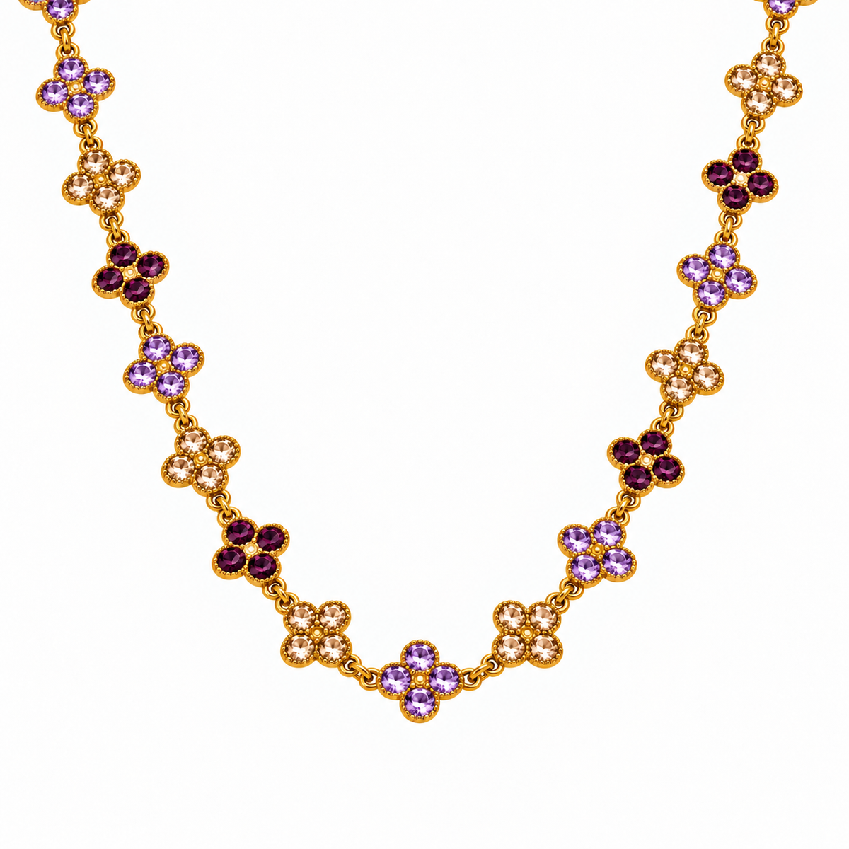 The Veva Sparkling Gemstone Petals Sahara Necklace