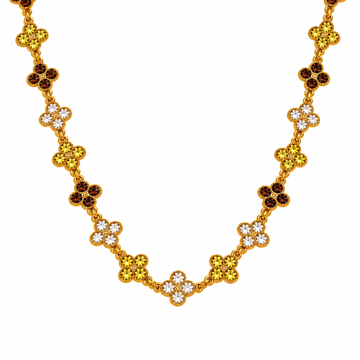 The Veva Sparkling Gemstone Petals Sahara Necklace