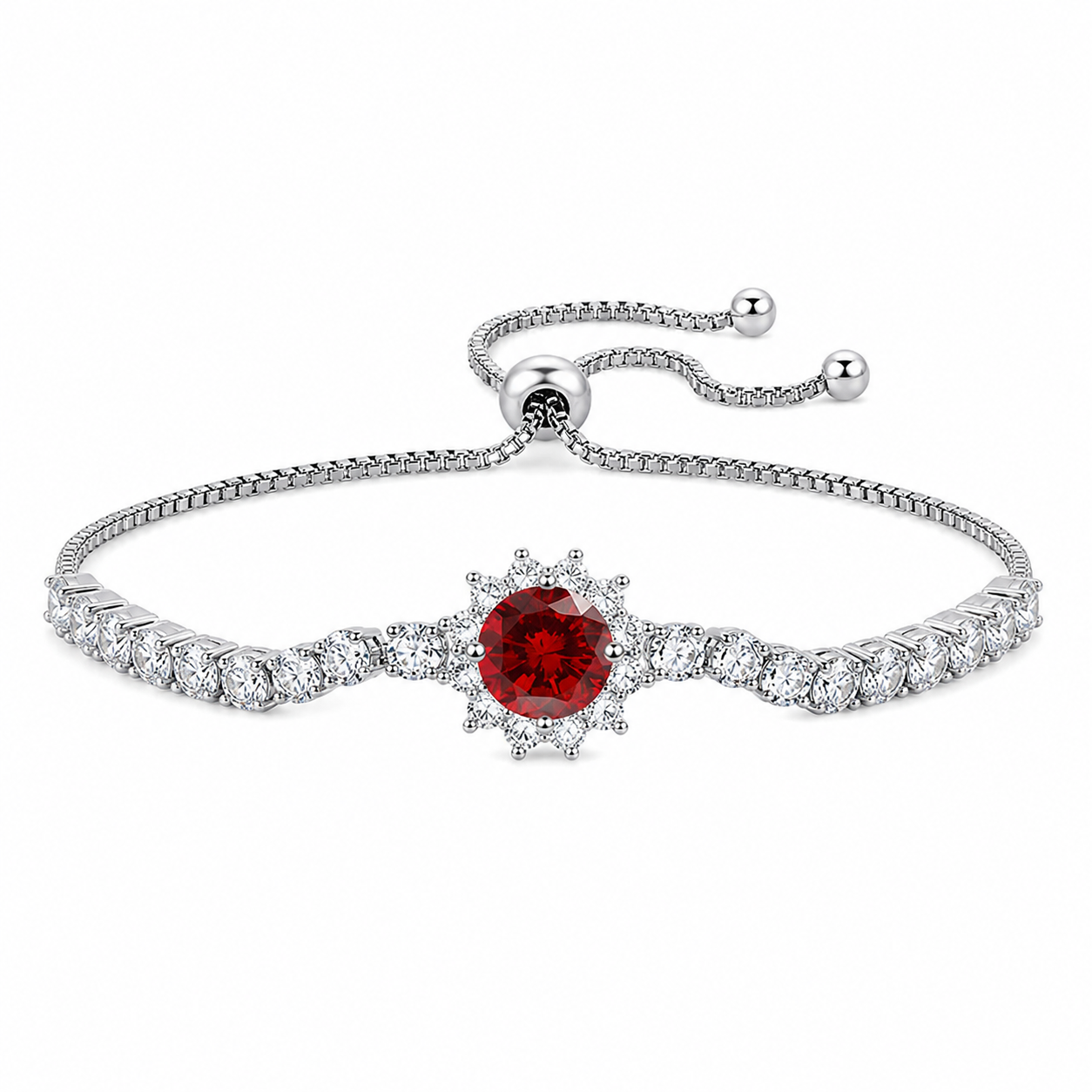 The Silver Sparkling Rapunzel Adjustable Flower Tennis Bracelet