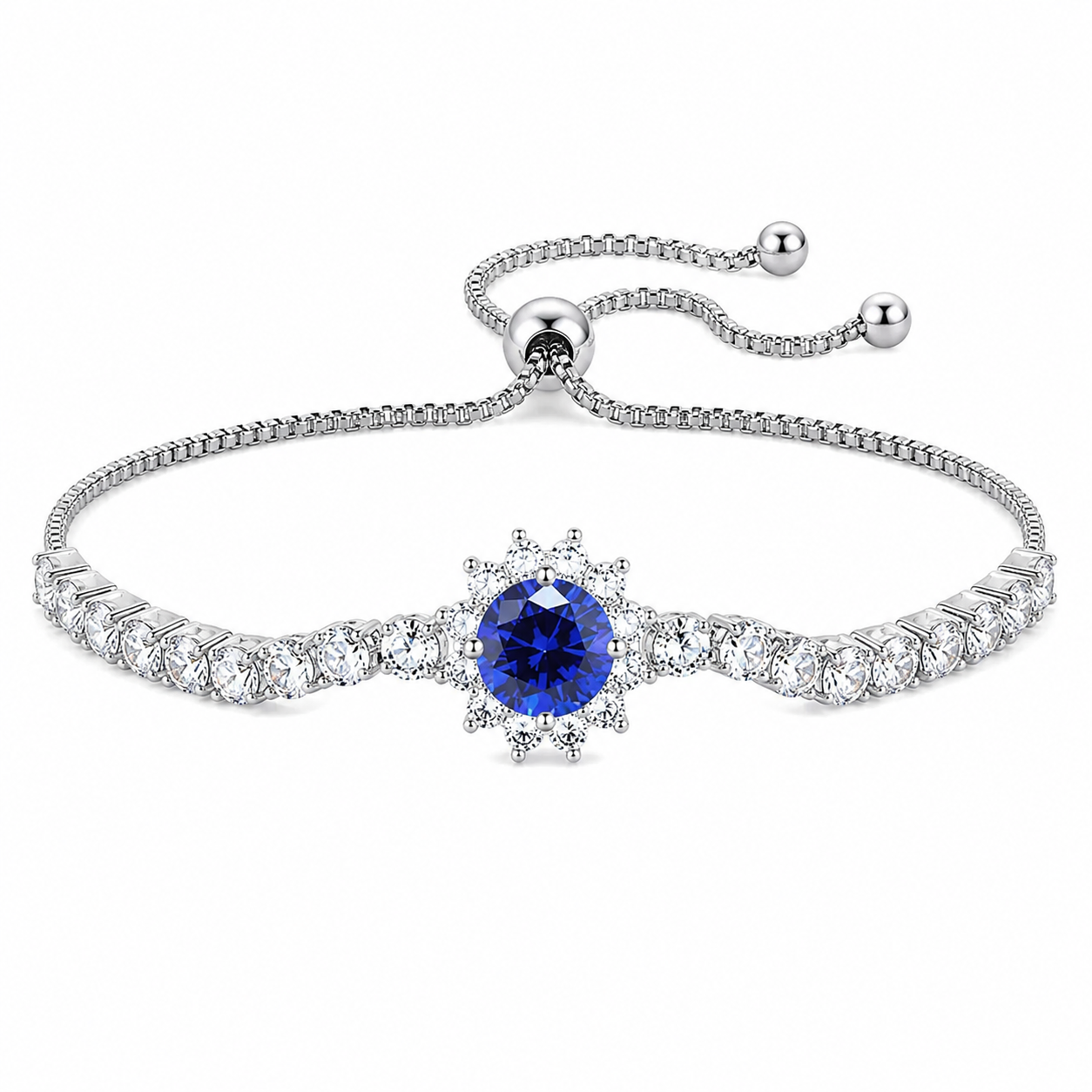 The Silver Sparkling Rapunzel Adjustable Flower Tennis Bracelet