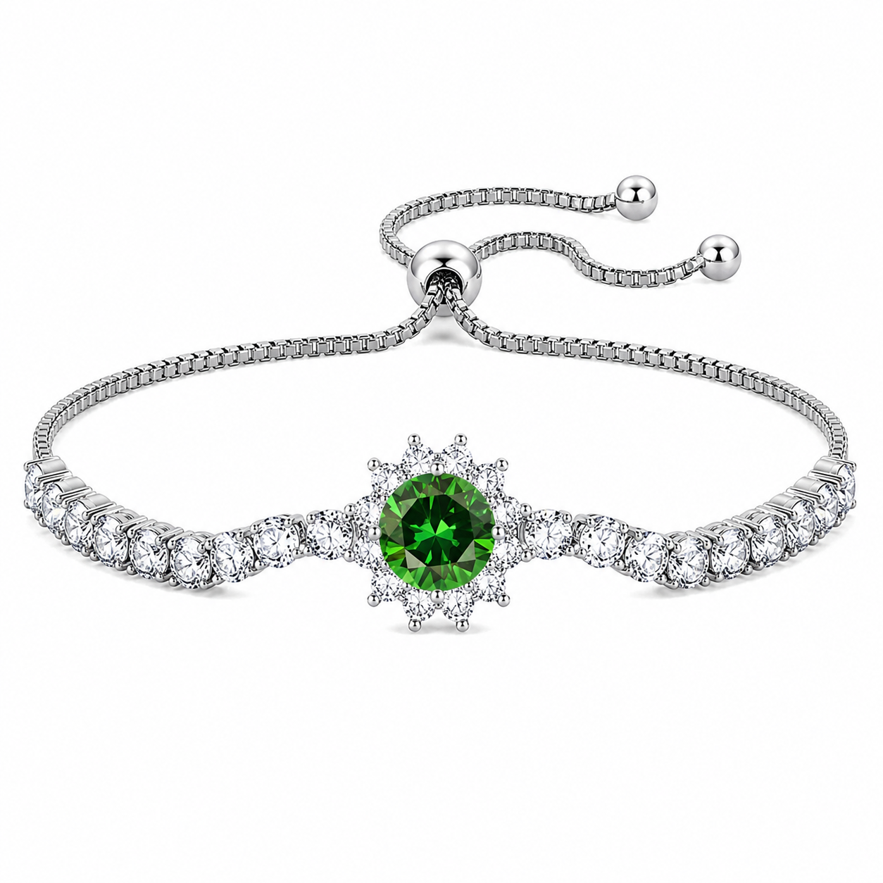The Silver Sparkling Rapunzel Adjustable Flower Tennis Bracelet