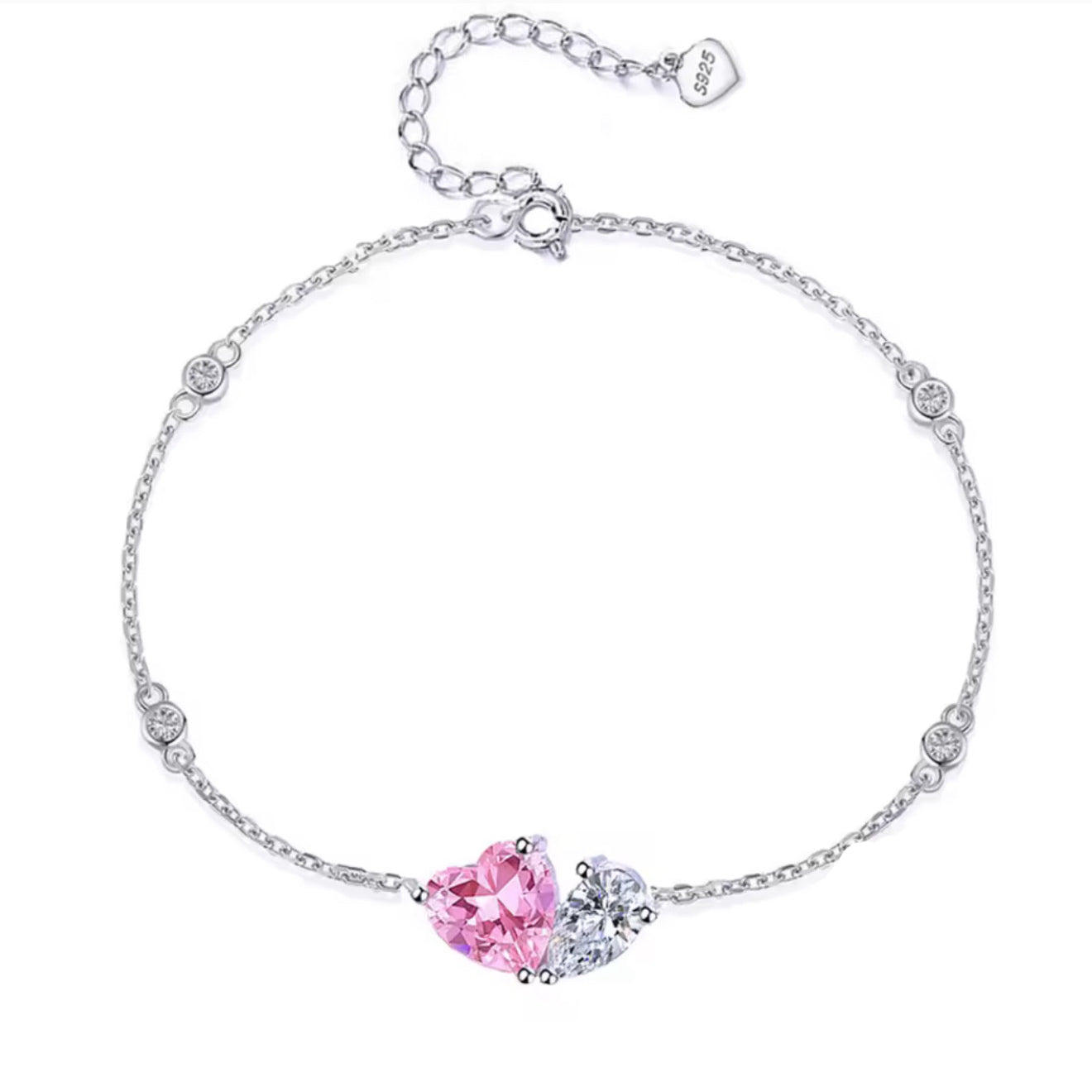 The Silver Two Sides To Love Teadrop Heart Bracelet