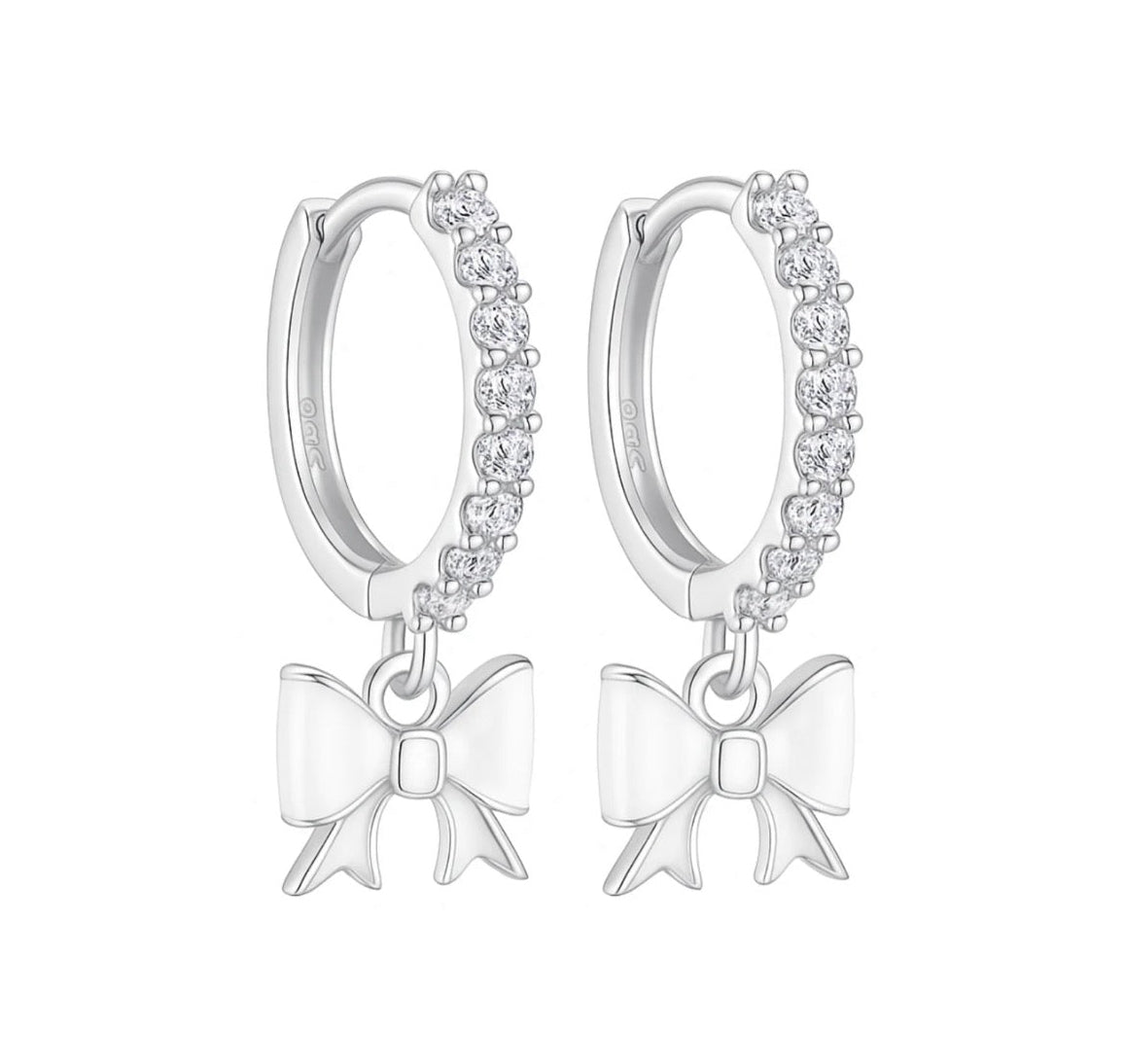 The Silver Snow White Sparkling Bow Huggies