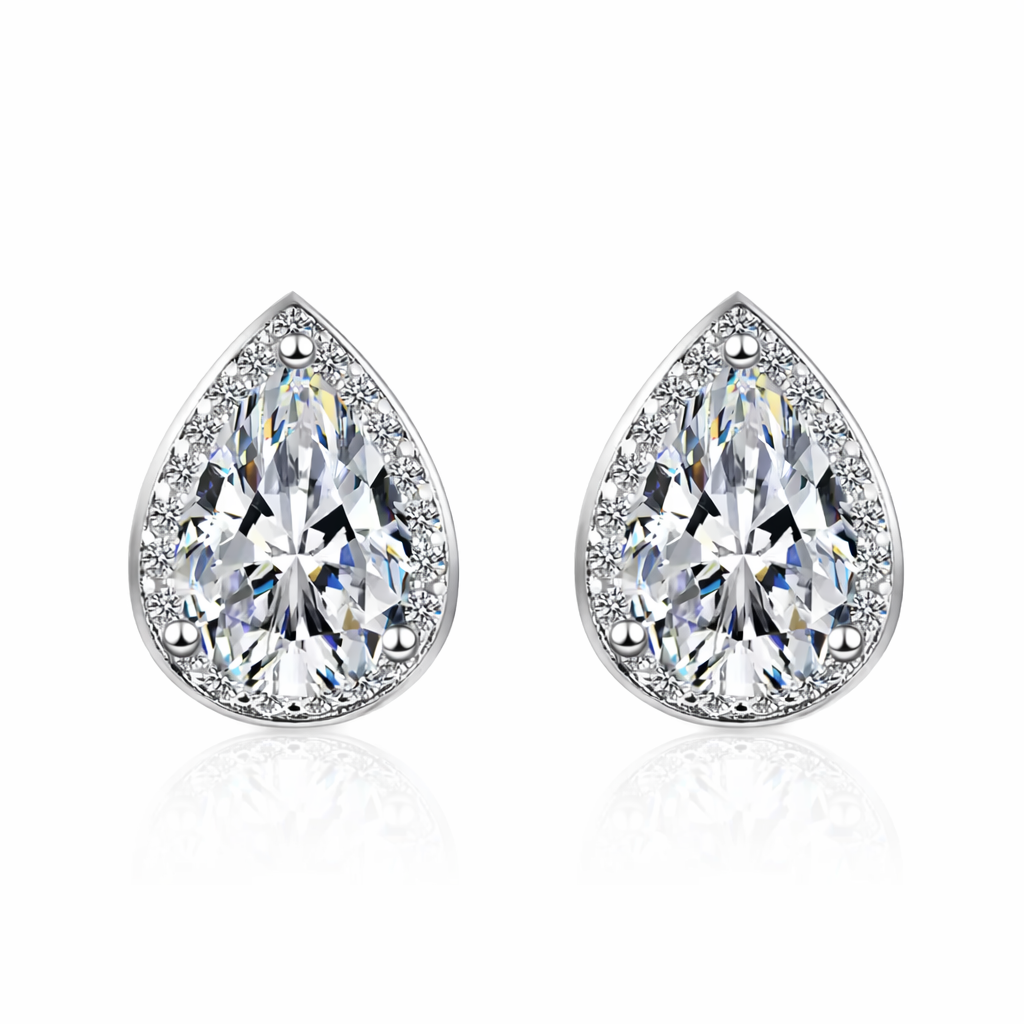 The Silver Esmeralda Teardrop Crystal Studs