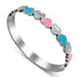 The Silver Blue & Pink Hearts Of New York Tif Bangle