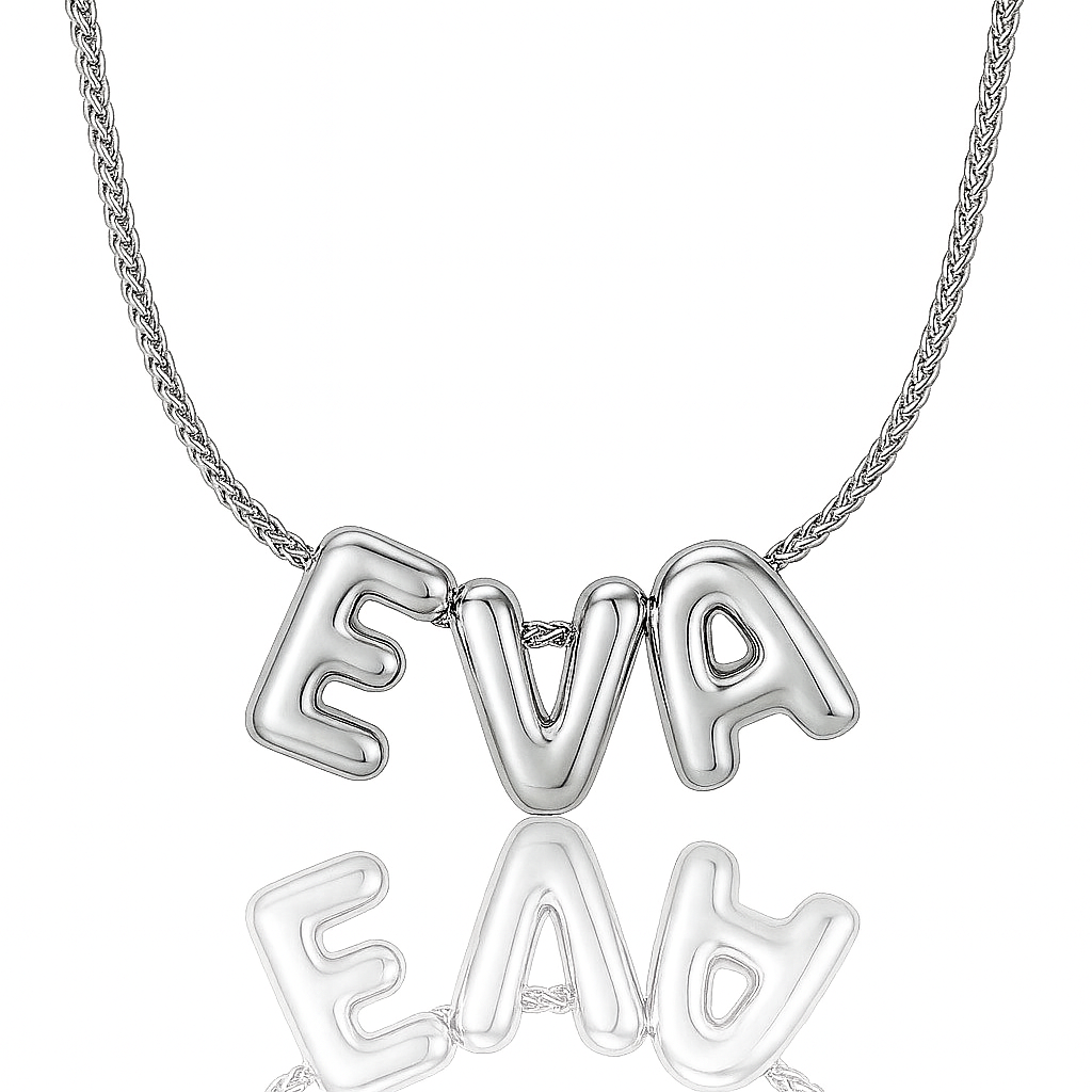 The Silver Bubble Letter Name Necklace