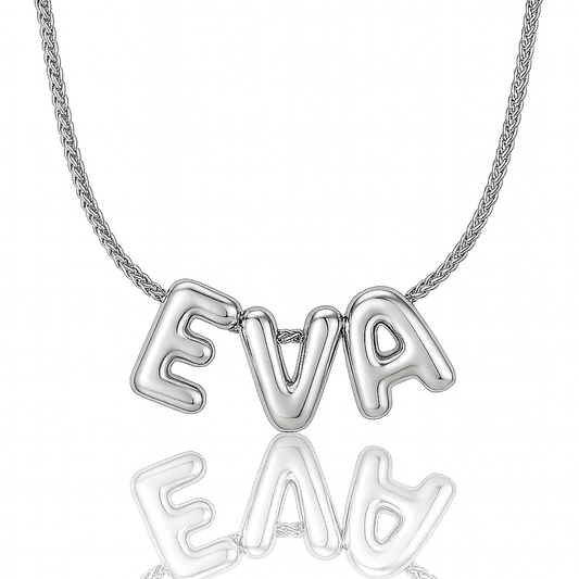 The Silver Bubble Letter Name Necklace