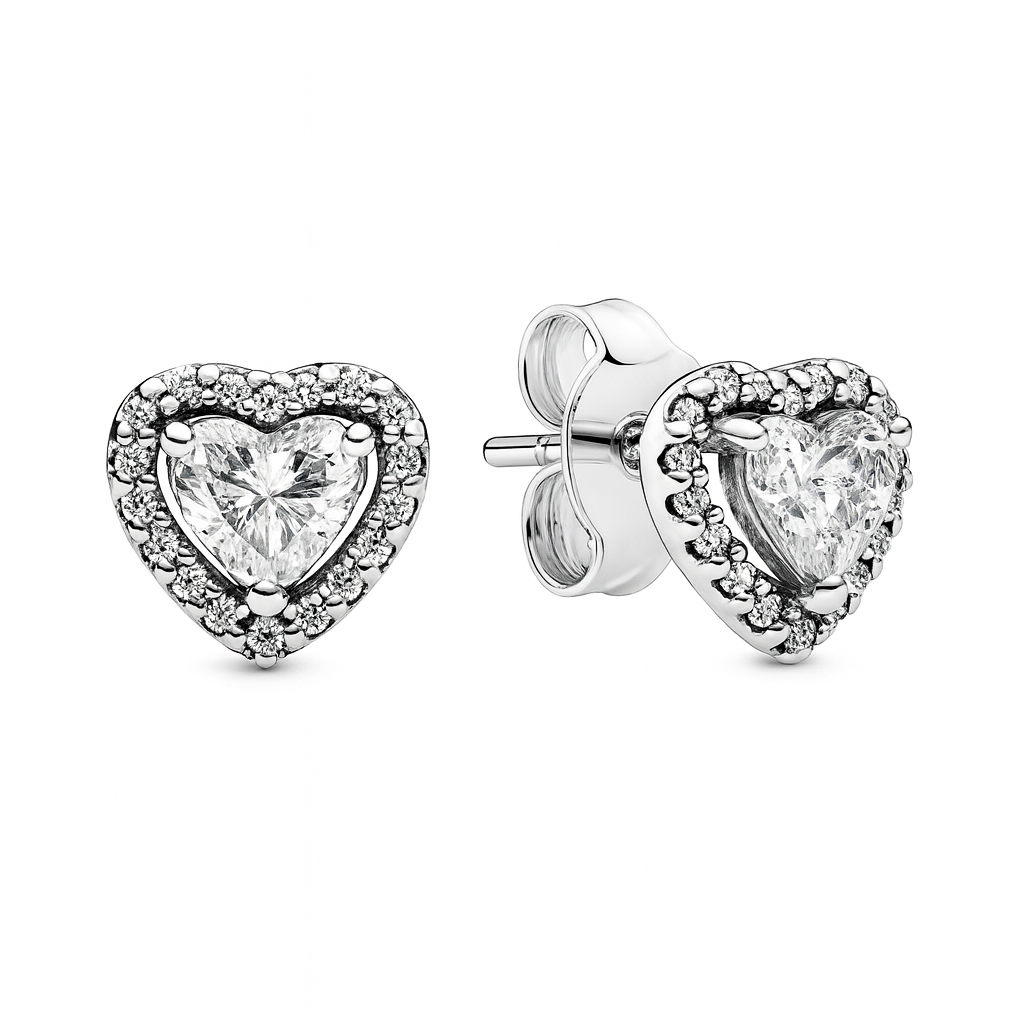 The Silver Celestial Heart Studs