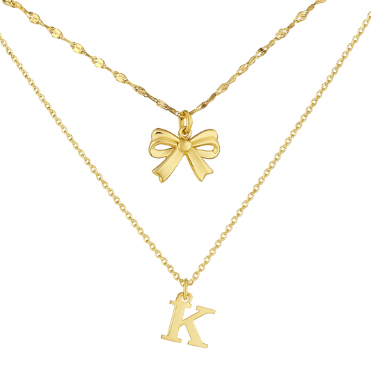 The Gold Wrapped In A Bow Personalised Initial Necklace (Pre Order)
