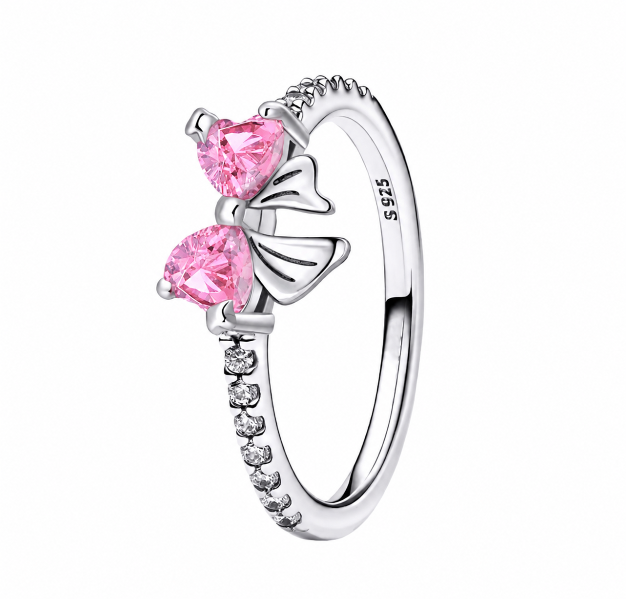 The Silver Baby Pink Nova Bow Ring