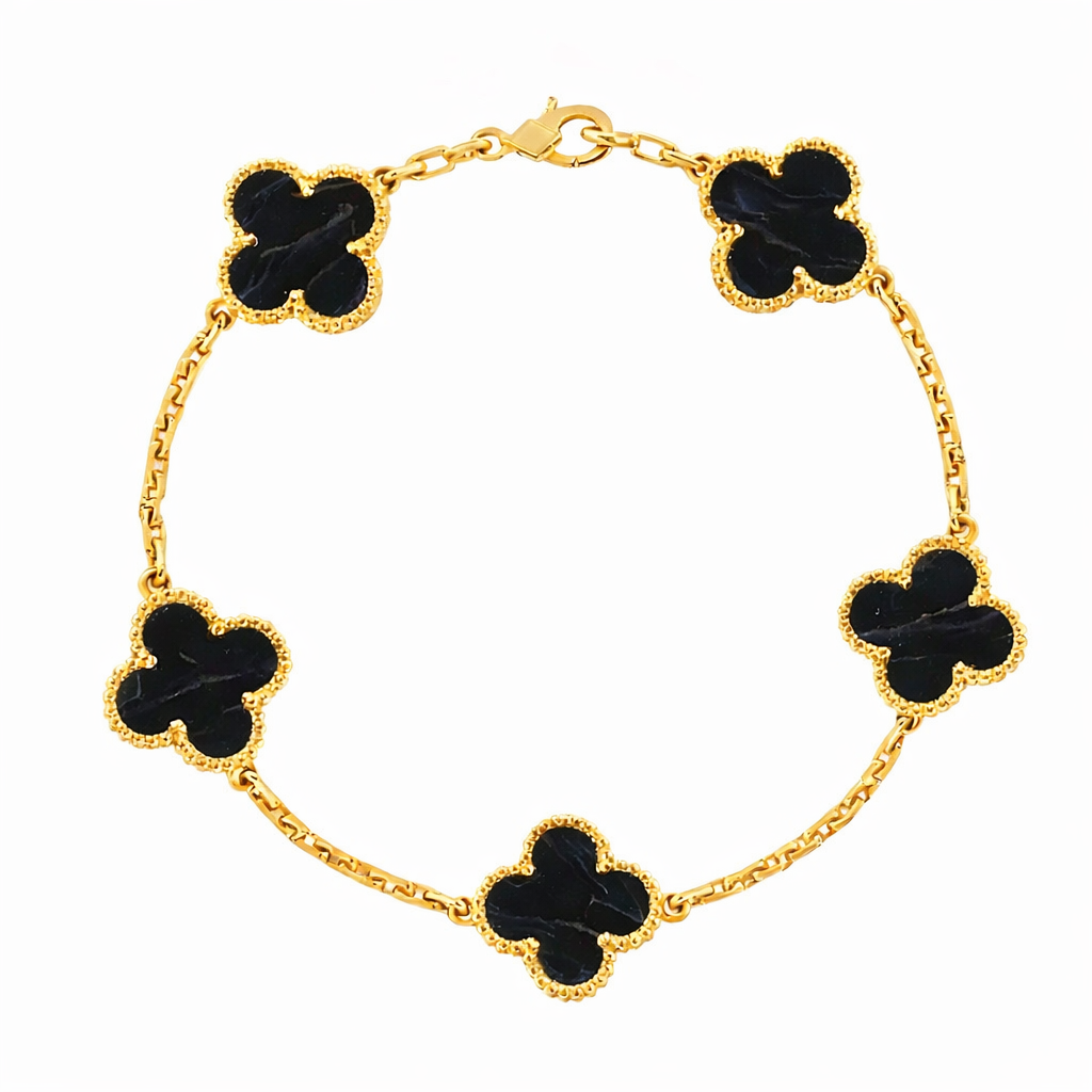 The Gold Etoilè Arabia Marble Granitè Horizon Clover Flower Bracelet