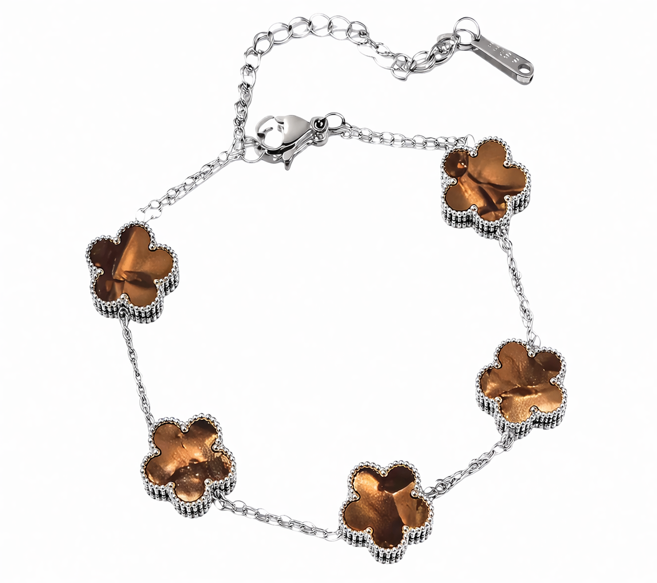 The Silver Hazel Brown Amara Flower Bracelet